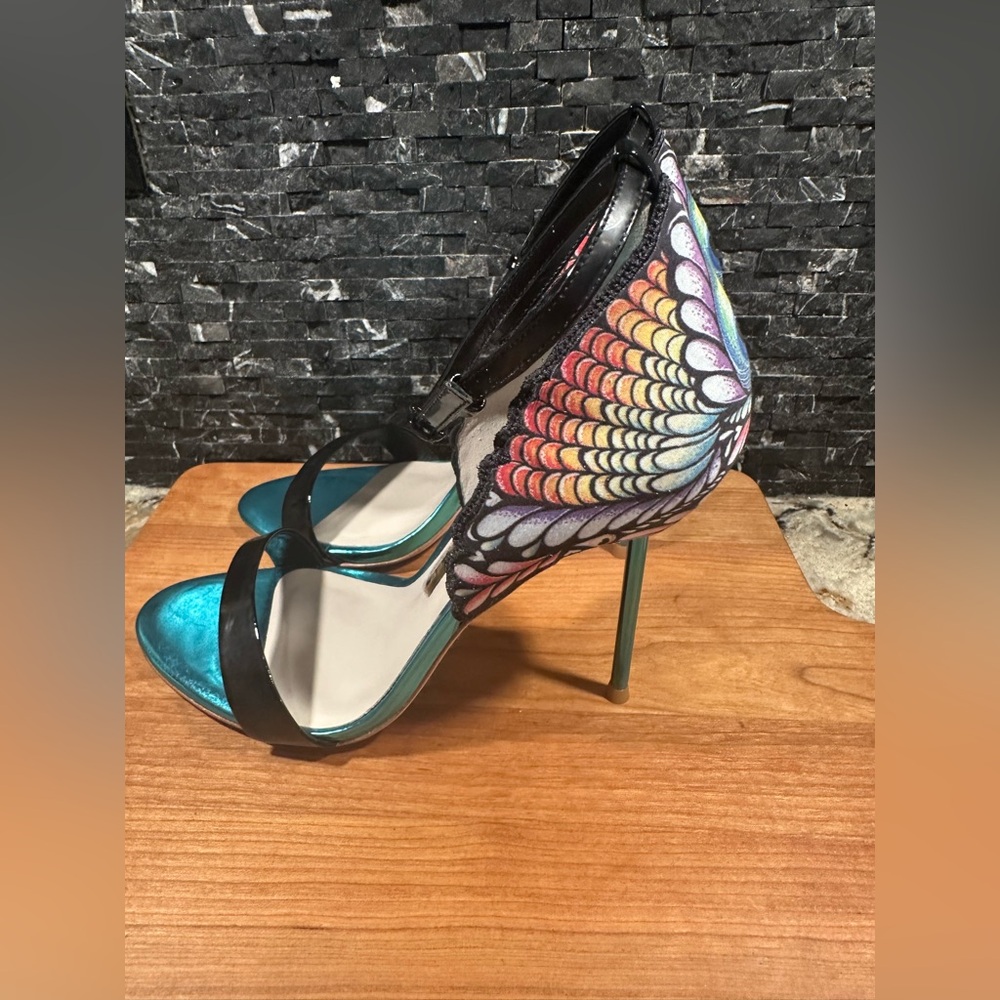 Sophia Webster Flutura Feather Peacock Metallic Stilettos Size 7 Heels Sz 37.5 - Picture 4 of 15